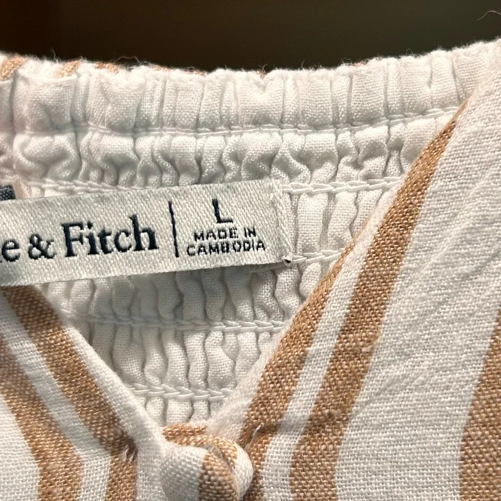 Abercrombie & Fitch Maxi Button Dress Linen Stripe Large